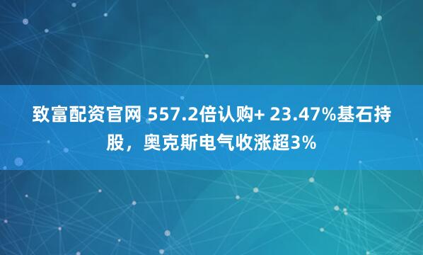 致富配资官网 557.2倍认购+ 23.47%基石持股，奥克斯电气收涨超3%